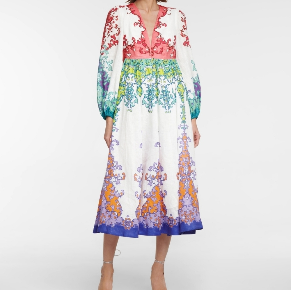 Zimmermann Nina Plunge Midi Dress